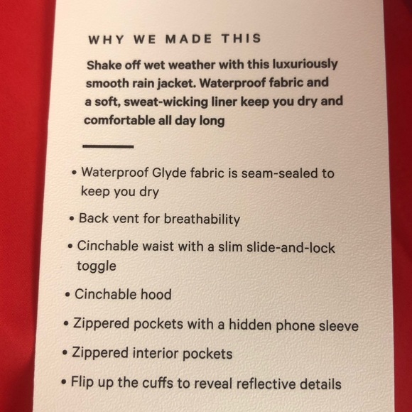 NWT Lululemon Rain Rebel Jacket Carnation Szs 0-8 - Picture 9 of 13